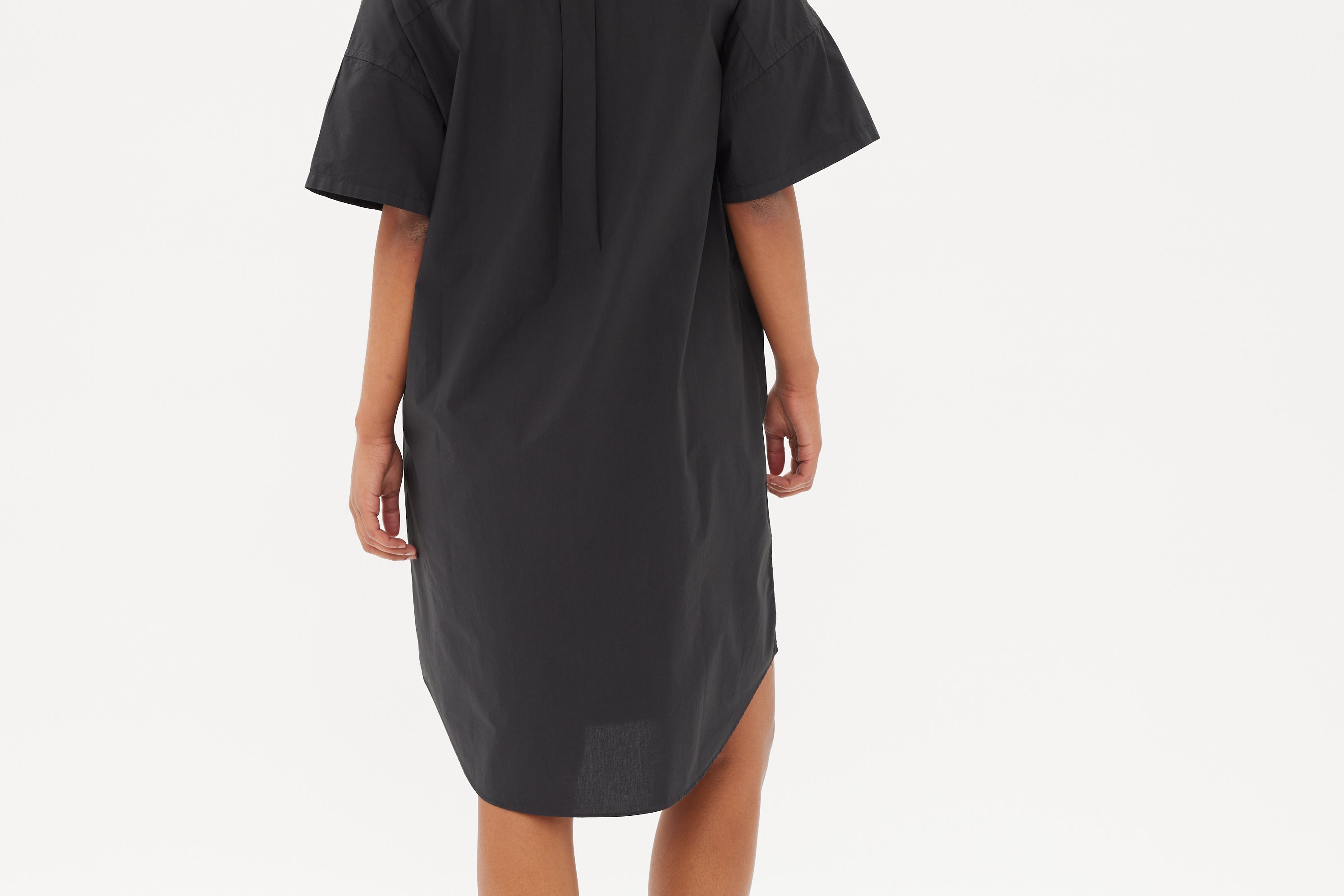 Chiara Short Sleeve Shirt Dress - Black - Dresses