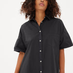 Chiara Short Sleeve Shirt Dress - Black - Dresses