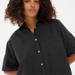 Chiara Short Sleeve Shirt Dress - Black - Dresses