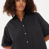 Chiara Short Sleeve Shirt Dress - Black - Dresses