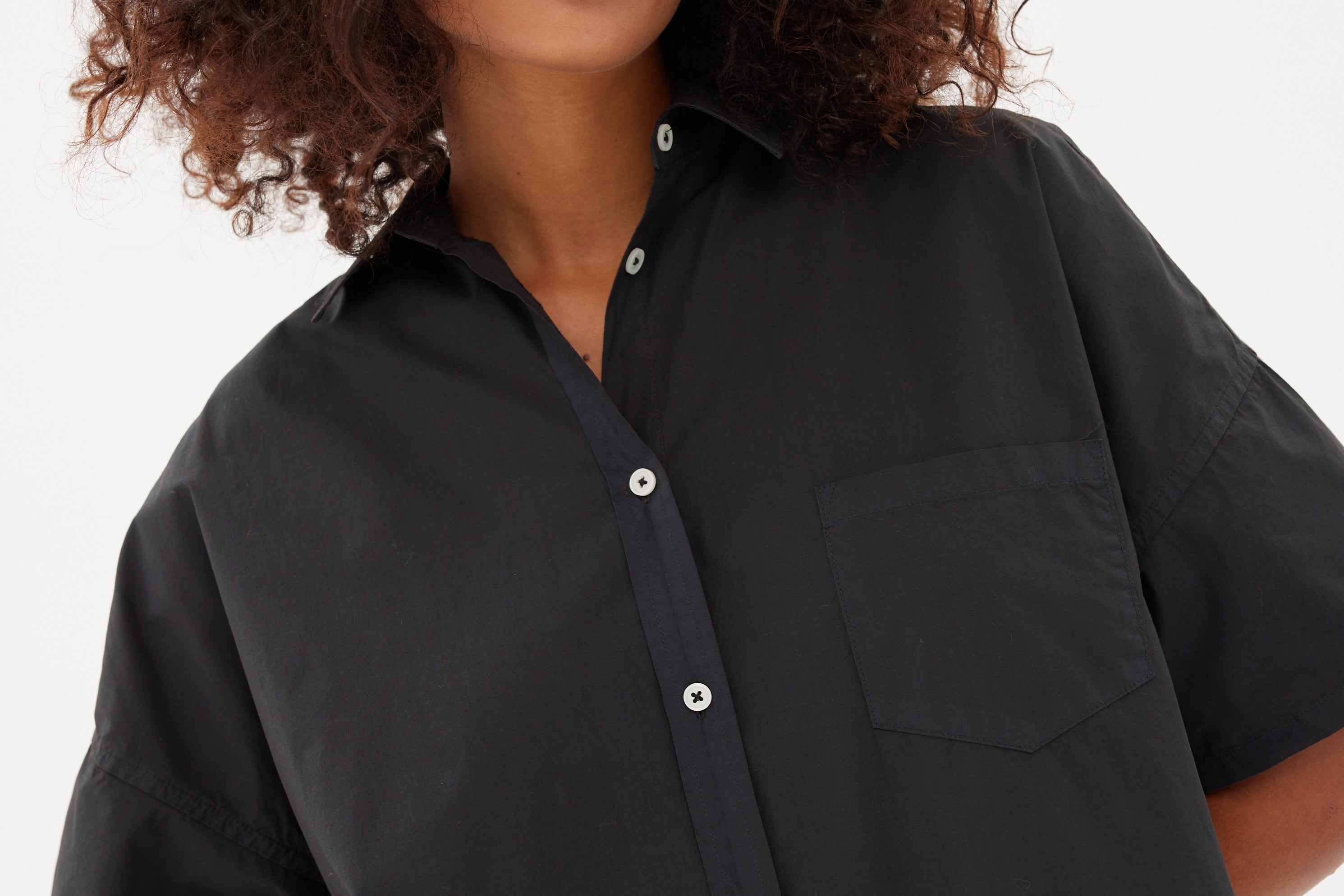 Chiara Short Sleeve Shirt Dress - Black - Dresses