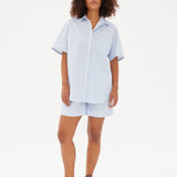 Chiara Mid Length Short - Powder Blue/White