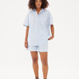 Chiara Mid Length Short - Powder Blue/White
