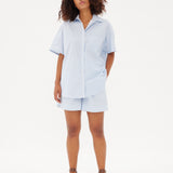 Chiara Short Sleeve Shirt - Powder Blue/White - Apparel
