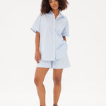Chiara Short Sleeve Shirt - Powder Blue/White - Apparel