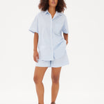 Chiara Short Sleeve Shirt - Powder Blue/White - Apparel