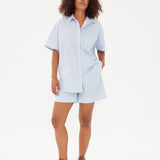Chiara Short Sleeve Shirt - Powder Blue/White - Apparel