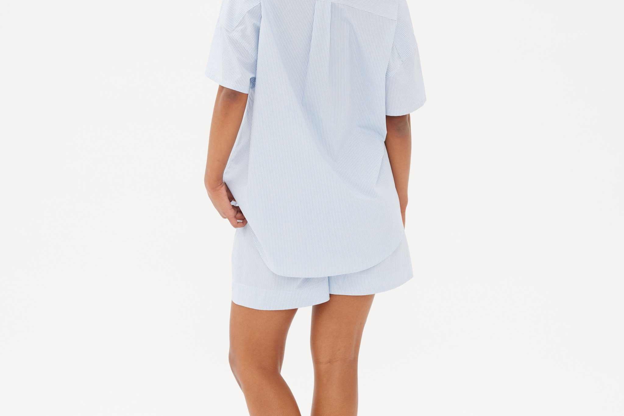 Chiara Mid Length Short - Powder Blue/White