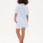 Chiara Mid Length Short - Powder Blue/White