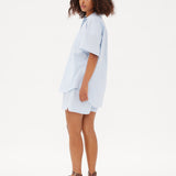 Chiara Short Sleeve Shirt - Powder Blue/White - Apparel