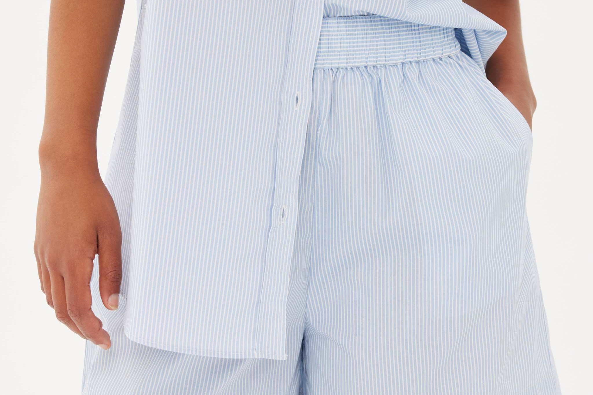 Chiara Mid Length Short - Powder Blue/White
