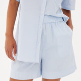 Chiara Mid Length Short - Powder Blue/White