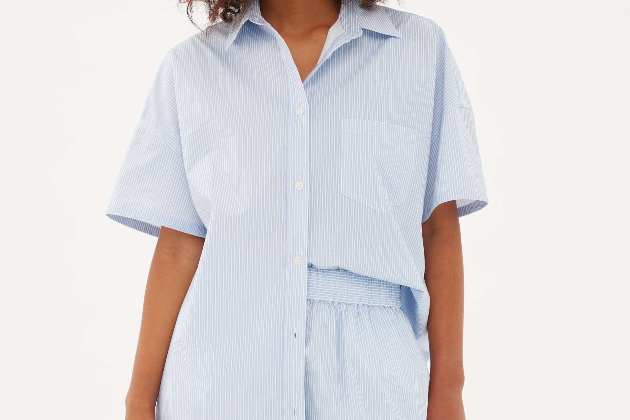 Chiara Mid Length Short - Powder Blue/White