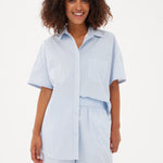 Chiara Mid Length Short - Powder Blue/White