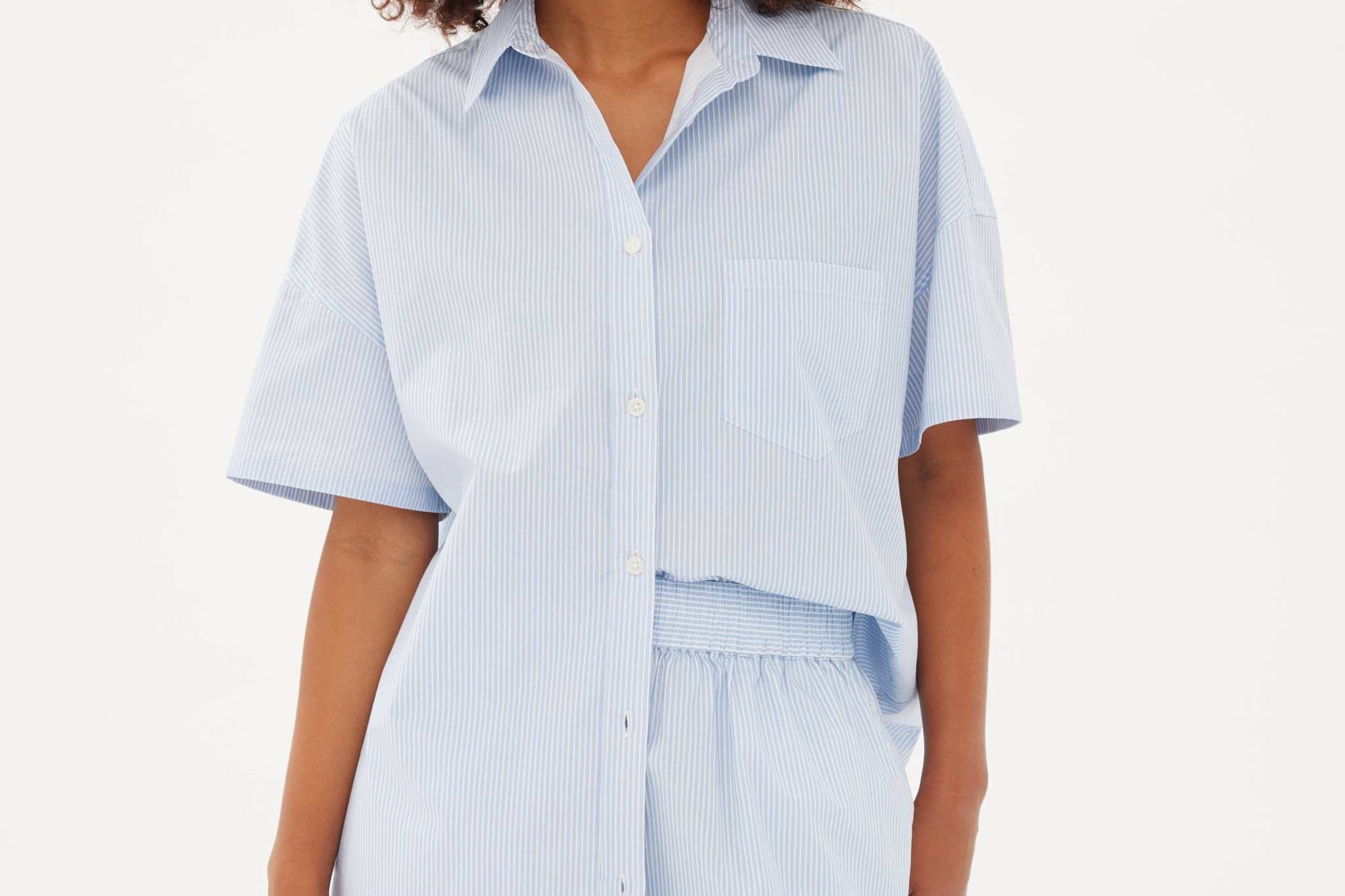 Chiara Mid Length Short - Powder Blue/White