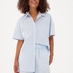 Chiara Mid Length Short - Powder Blue/White