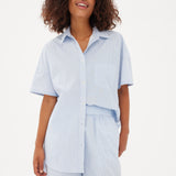 Chiara Mid Length Short - Powder Blue/White