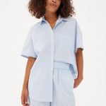 Chiara Mid Length Short - Powder Blue/White