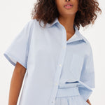 Chiara Short Sleeve Shirt - Powder Blue/White - Apparel