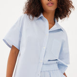 Chiara Short Sleeve Shirt - Powder Blue/White - Apparel