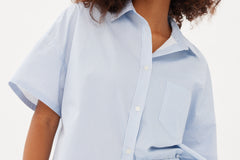 Chiara Short Sleeve Shirt - Powder Blue/White - Apparel