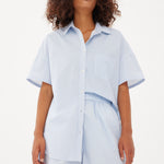 Chiara Short Sleeve Shirt - Powder Blue/White - Apparel