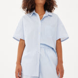 Chiara Short Sleeve Shirt - Powder Blue/White - Apparel