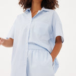 Chiara Short Sleeve Shirt - Powder Blue/White - Apparel
