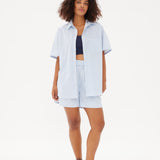 Chiara Mid Length Short - Powder Blue/White