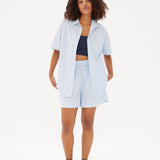 Chiara Mid Length Short - Powder Blue/White