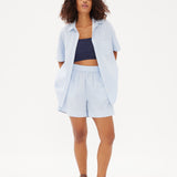 Chiara Short Sleeve Shirt - Powder Blue/White - Apparel