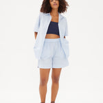 Chiara Short Sleeve Shirt - Powder Blue/White - Apparel