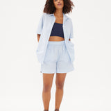Chiara Short Sleeve Shirt - Powder Blue/White - Apparel