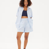 Chiara Short Sleeve Shirt - Powder Blue/White - Apparel