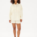 Chiara Boxer Shorts - Striped Butter/White - Apparel