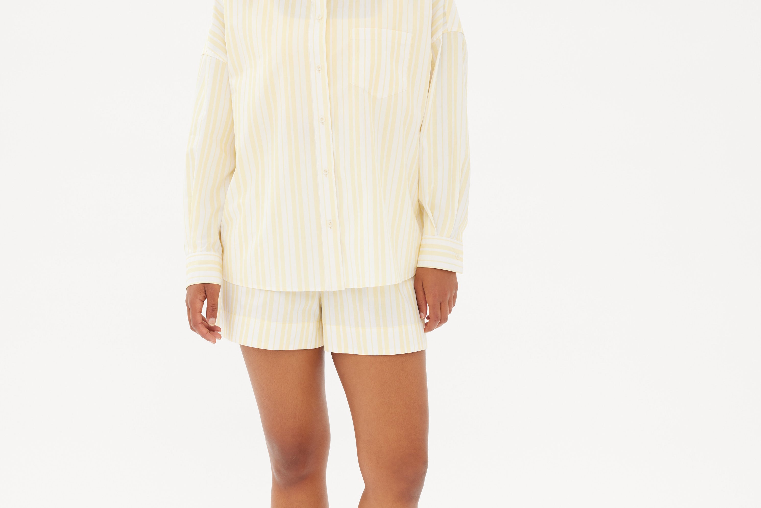 Chiara Boxer Shorts - Striped Butter/White - Apparel