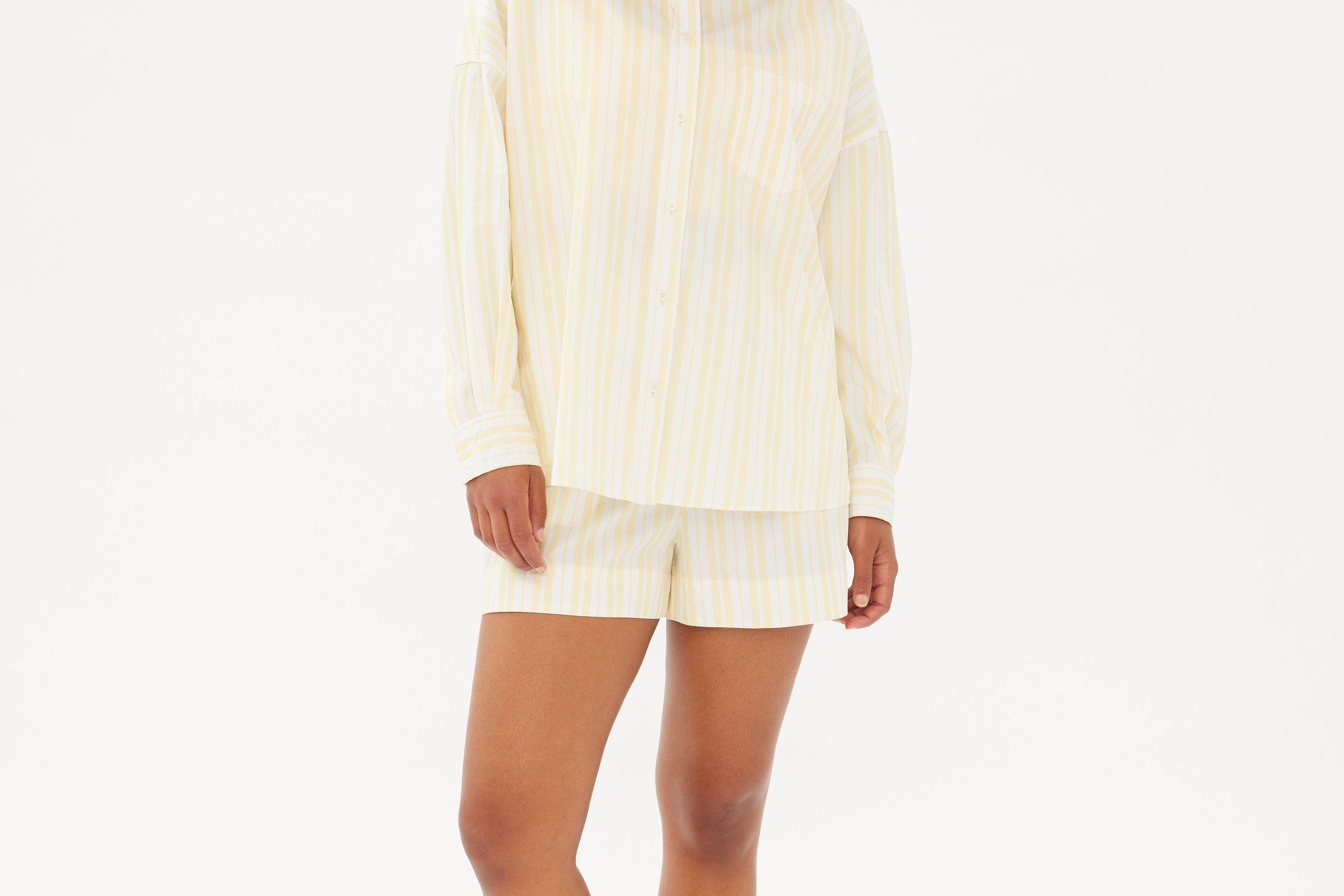 Chiara Boxer Shorts - Striped Butter/White - Apparel