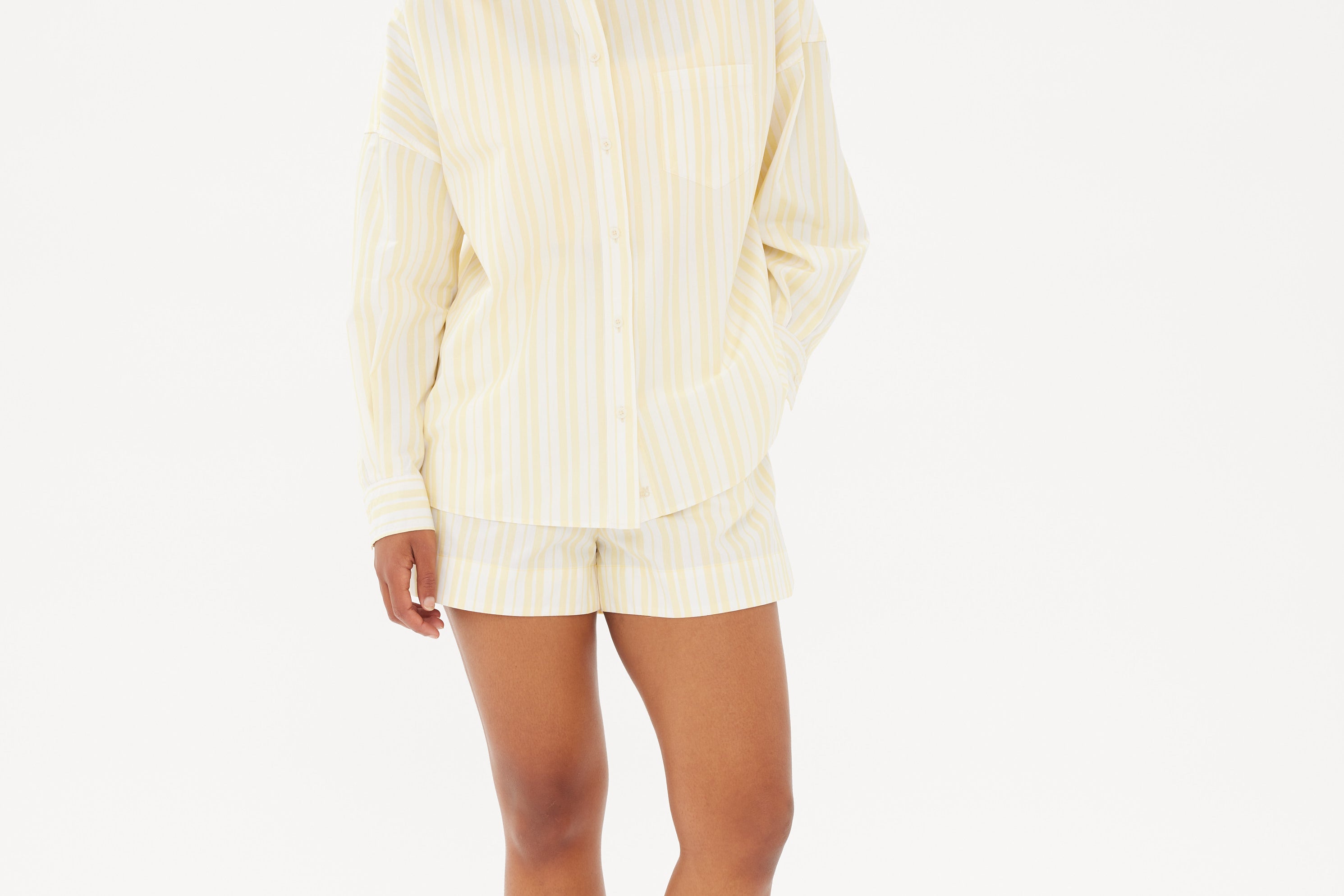 Chiara Boxer Shorts - Striped Butter/White - Apparel