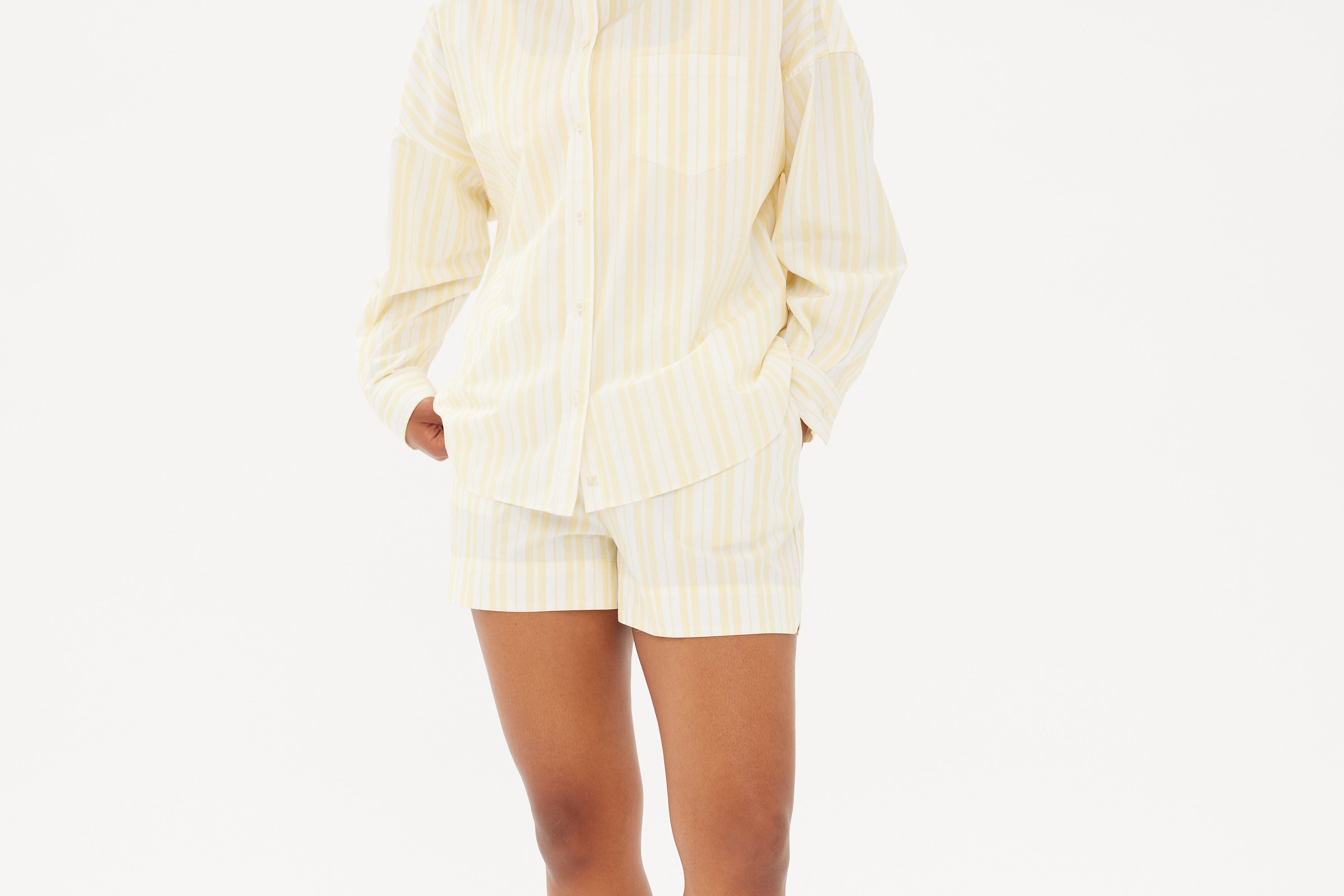 Chiara Boxer Shorts - Striped Butter/White - Apparel