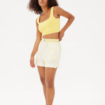 Chiara Boxer Shorts - Striped Butter/White - Apparel