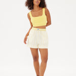 Chiara Boxer Shorts - Striped Butter/White - Apparel