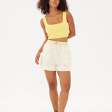 Chiara Boxer Shorts - Striped Butter/White - Apparel