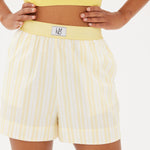 Chiara Boxer Shorts - Striped Butter/White - Apparel