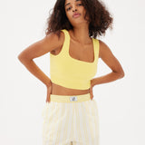 Chiara Boxer Shorts - Striped Butter/White - Apparel