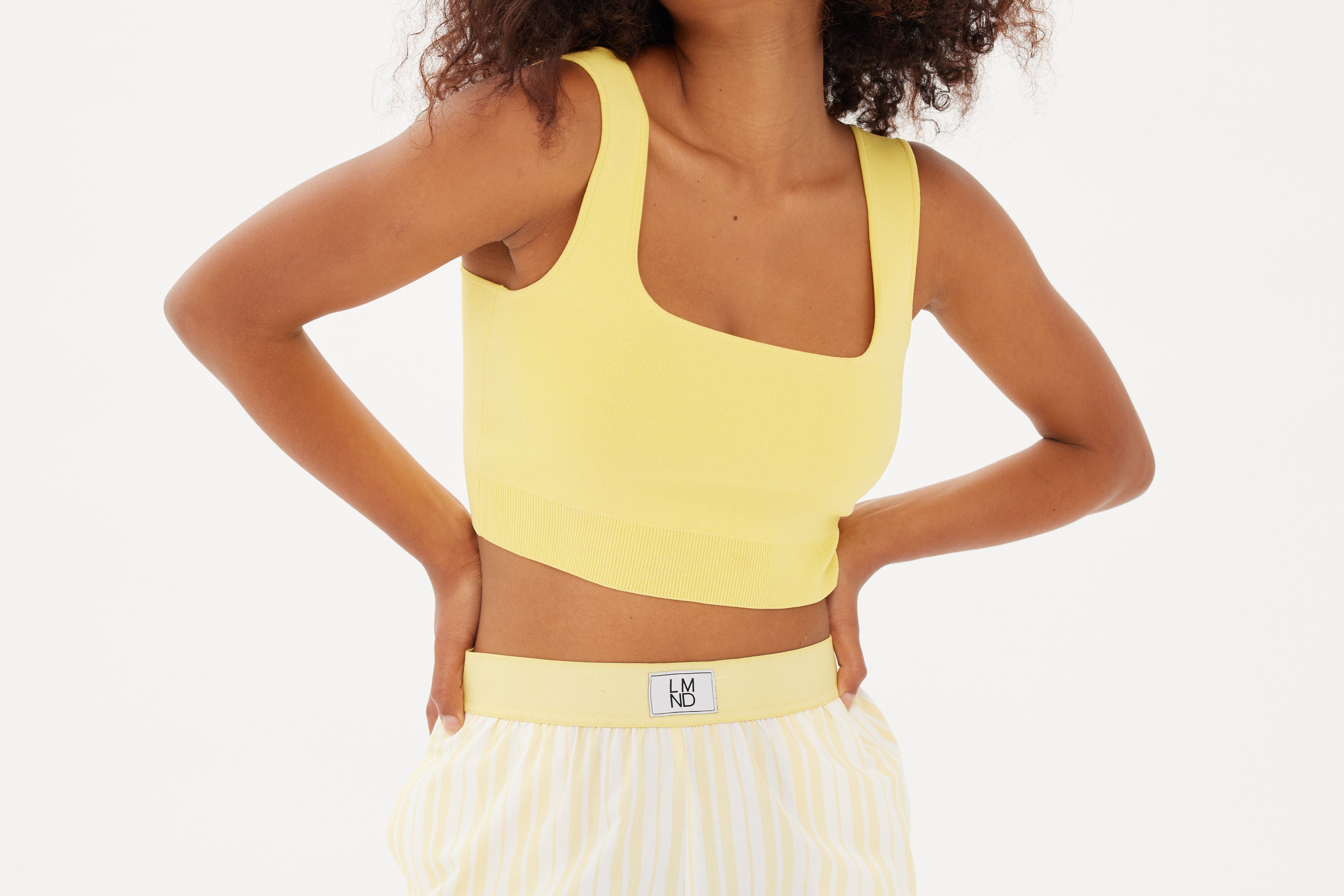 Chiara Boxer Shorts - Striped Butter/White - Apparel