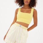 Chiara Boxer Shorts - Striped Butter/White - Apparel
