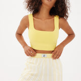 Chiara Boxer Shorts - Striped Butter/White - Apparel