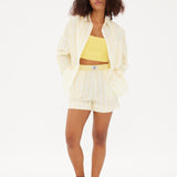 Chiara Boxer Shorts - Striped Butter/White - Apparel