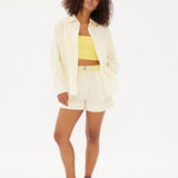 Chiara Boxer Shorts - Striped Butter/White - Apparel