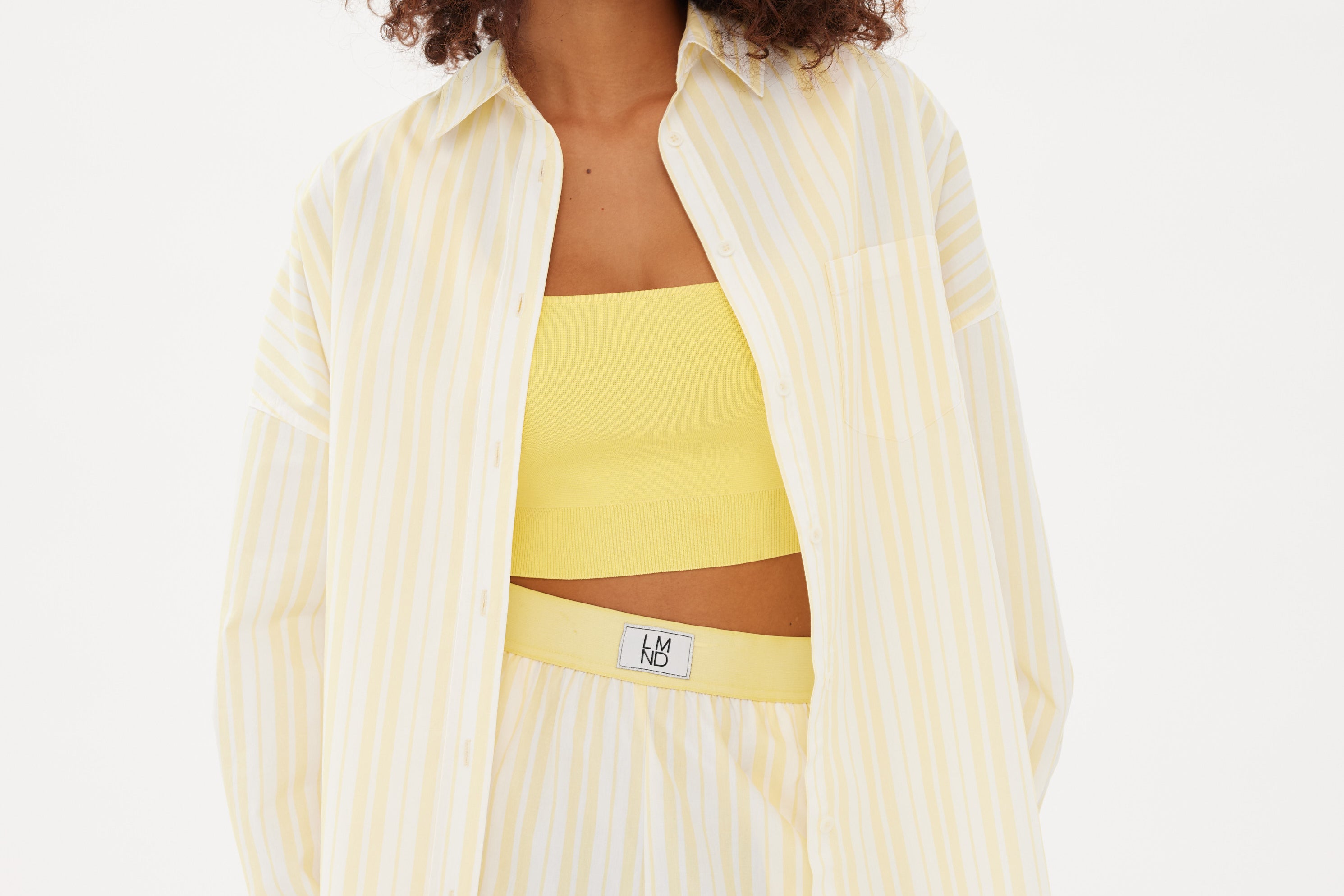 Chiara Boxer Shorts - Striped Butter/White - Apparel